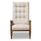 Baxton Studio Roxy Walnut wood and Beige Upholstered Button-Tufted High-Back Chair 133-7141 - alternate 4